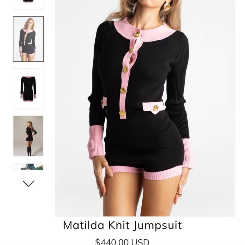 Nana Jacqueline Black and Pink Knit romper
